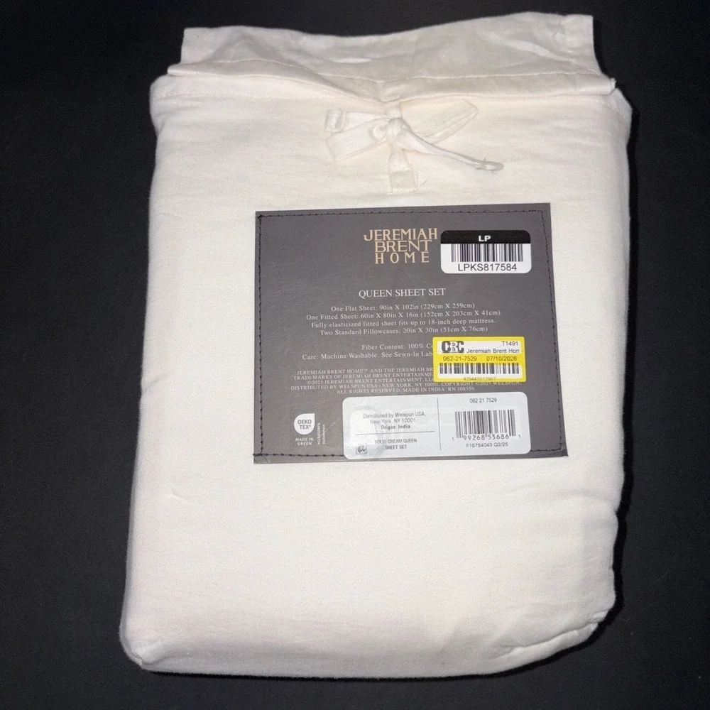 Jeremiah Brent Home Cotton Sateen Weave  4 Piece Sheet Set Size Queen 20723